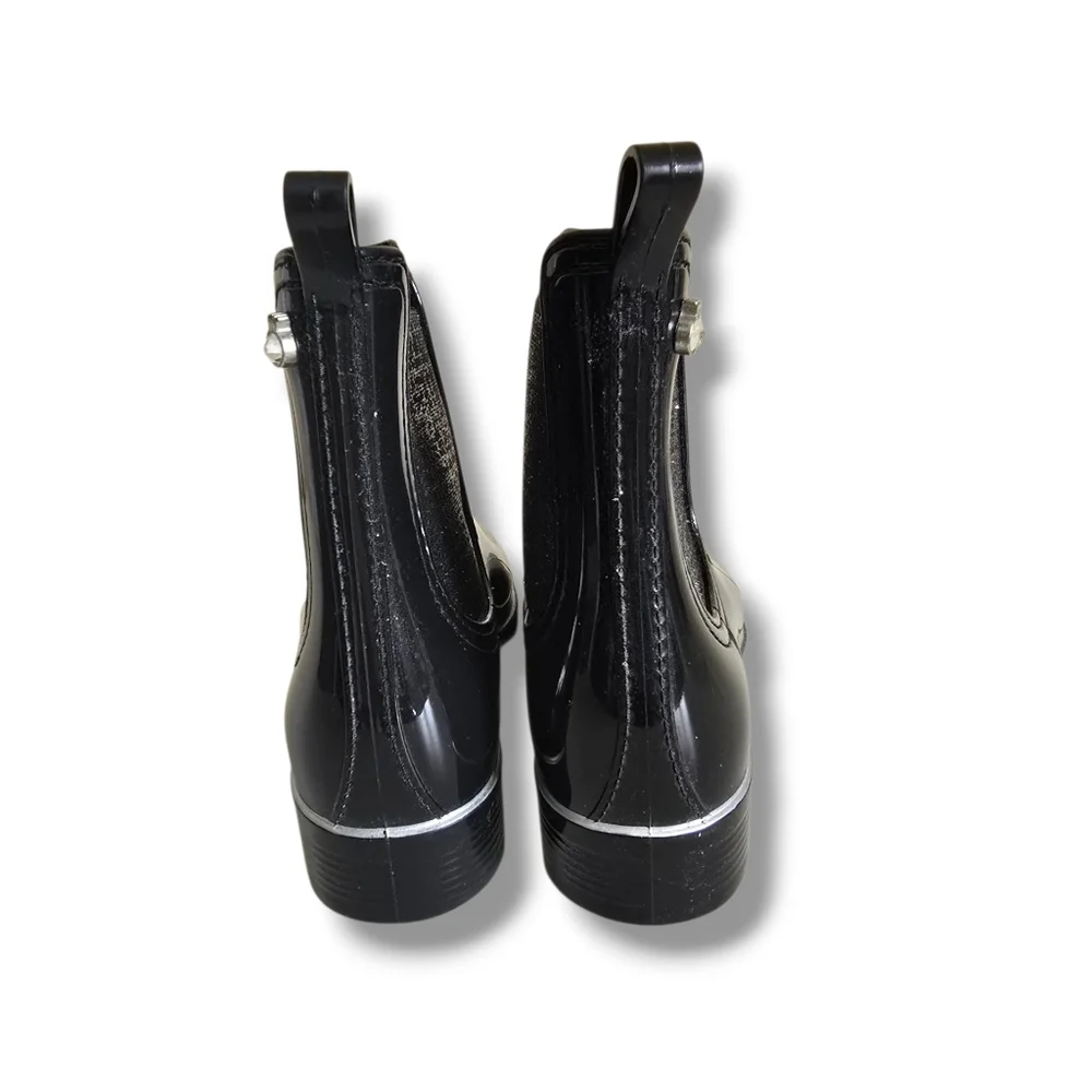 Like New 🩶🖤 Lemon Jelly Sardenha Wellington Black Rubber Glossy Glitter Boots - Picture 6 of 16